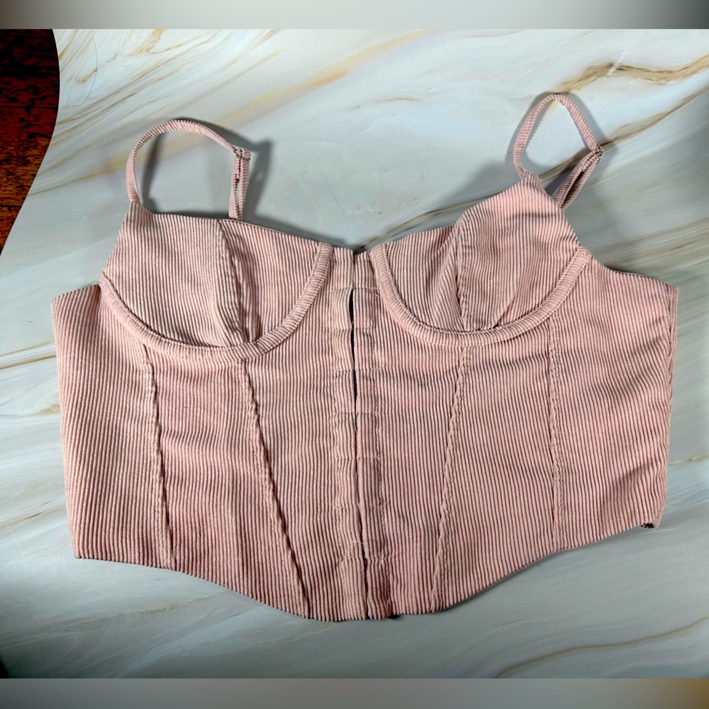 Pink Corset-Type Tank Top with Back Zipper
